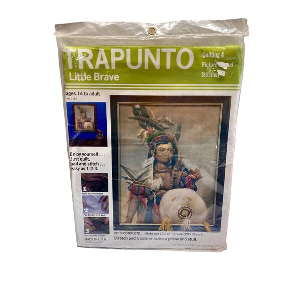 Trapunto Quilting Picture Crewel Stitchery Kit Little Brave Native American Boy - Picture 1 of 2